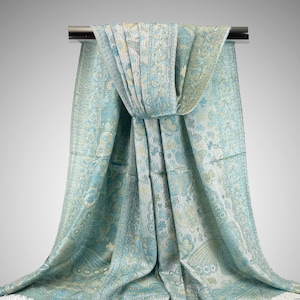 Mint Green Festival Pashmina Scarves | Animal Print Scarf | Light Green Rave Scarf | festive Gifts | Wedding Pashmina | Fashion Accessories