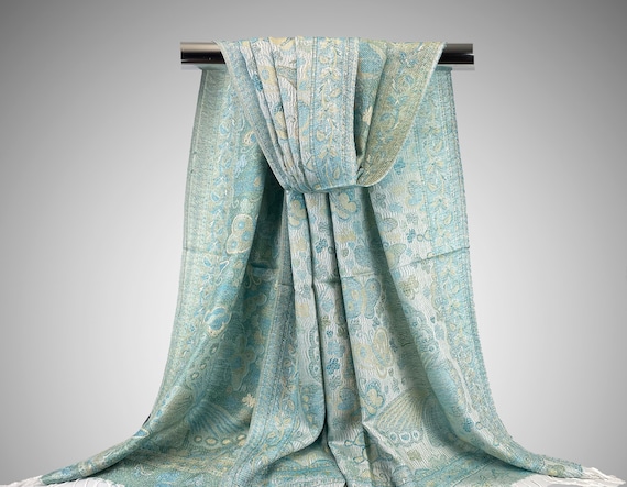 Mint Green Festival Pashmina Scarves | Animal Print Scarf | Light Green Rave Scarf | festive Gifts | Wedding Pashmina | Fashion Accessories