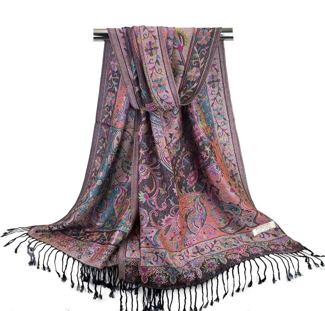 Women's Floral Pashmina Scarf & Shawl - Silk Blend Elegant Wrap For Wedding, Party, Or Formal Events