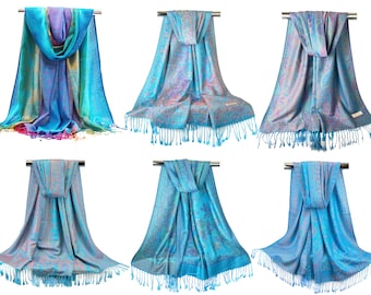 Burlapandjeans Rainbow Pashmina Shawl For Women | Boho Chic Head Cover In Pastel Pink | Festival Gifts For Her - Foto 11