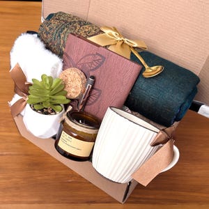 Sympathy Gift Basket, Hygge Gift Box with Scarf, Sending a hug, Thinking of you, Thank You gift, Encouragement gift, Sending Hugs & Love