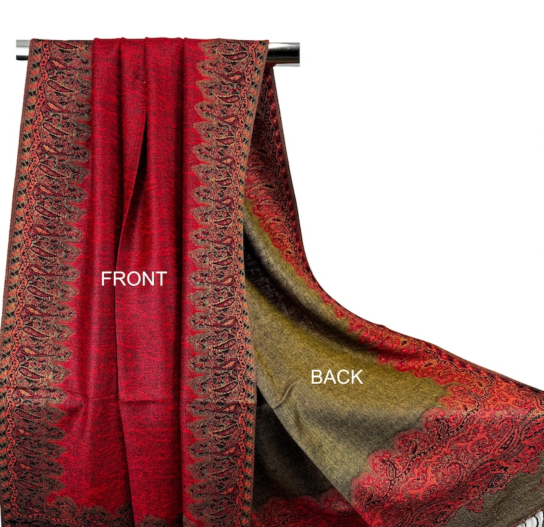 Red Pashima Rave Festival Pashmina Scarf for Women | Burgundy Dark Red Shawl ...