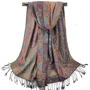 Cozy Multicolor Winter Scarf: Paisley Shawl Wrap for Women, Festival Fashion Accessory, Gift for Her or Him