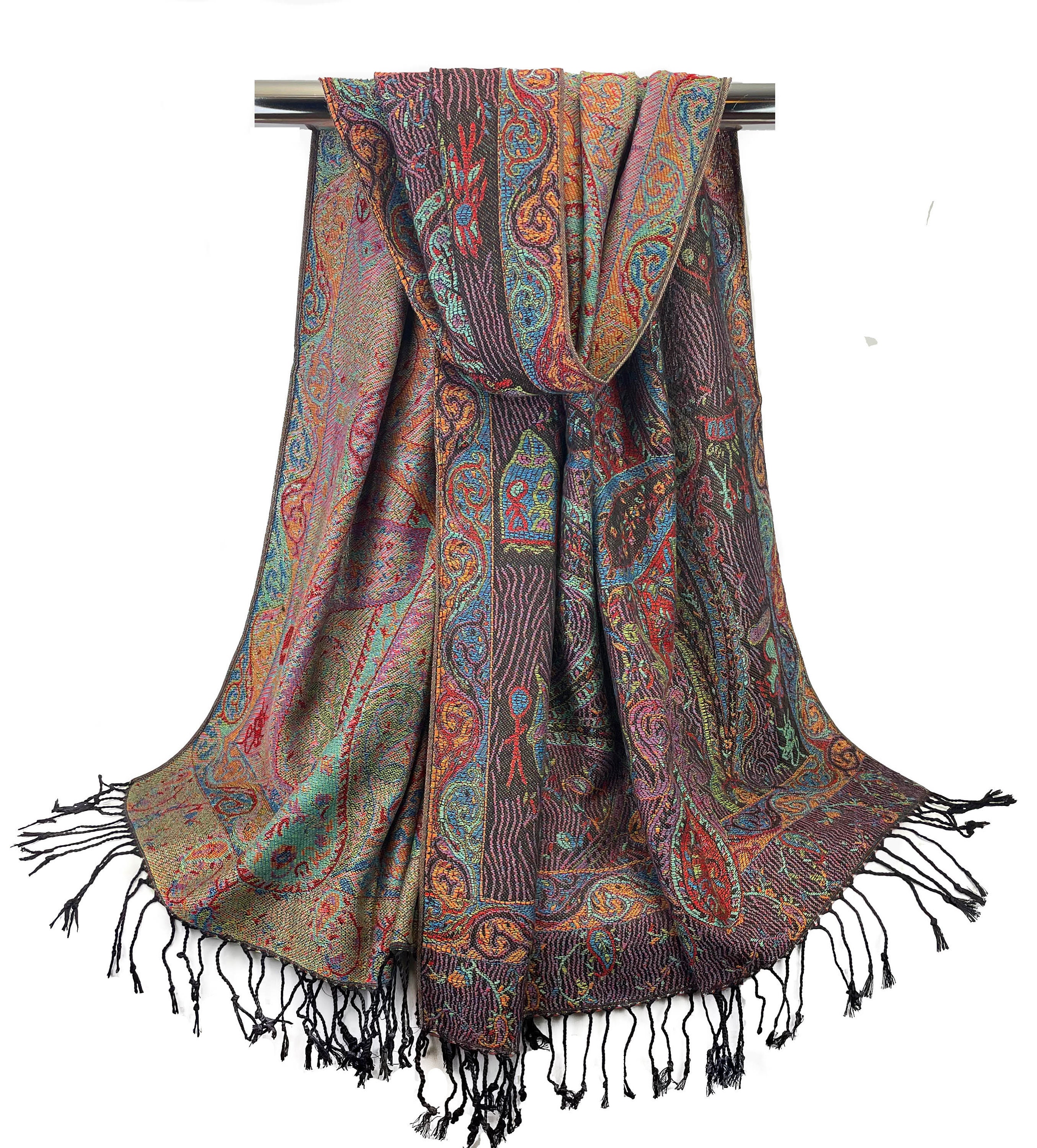 ✨Elegant Multicolor Paisley Silk like Scarf Paisley Silk Scarf: Multicolored Oriental Design Fashion  main image 4