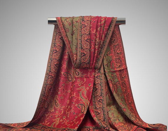 Pashmina Corp Red Paisley Scarf Wrap – Cashmere Blend – Women's Trendy Style