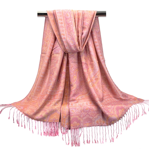 Pastel Pink Pashmina Scarf | Festival Shawl Bohemian Shawls and Wraps | Light Pink Wedding Accessories Holiday Gift 2023 Boho Clothing Style