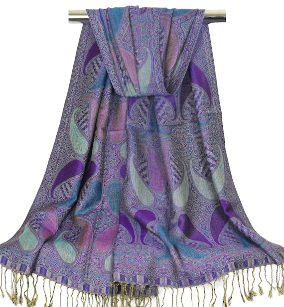 Purple Paisley Pashmina Scarf Ladies Shawls Women Head Wraps Stole