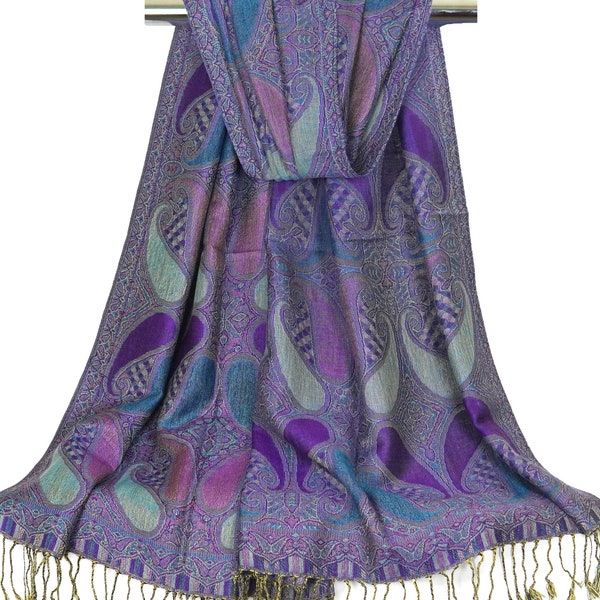 Purple Paisley Pashmina Scarf | Ladies Shawls Women Head Wraps Stole Reversible Wedding Festival Scarf Gift for Her Boho Chic Style Bohemian