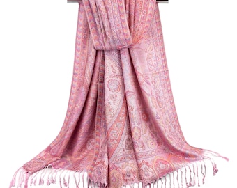 Silky Pashmina Festival Scarves for Women | Pink Wedding Pashmina Shawl | Bohemian Head Cover | Thoughtful Gift for Her