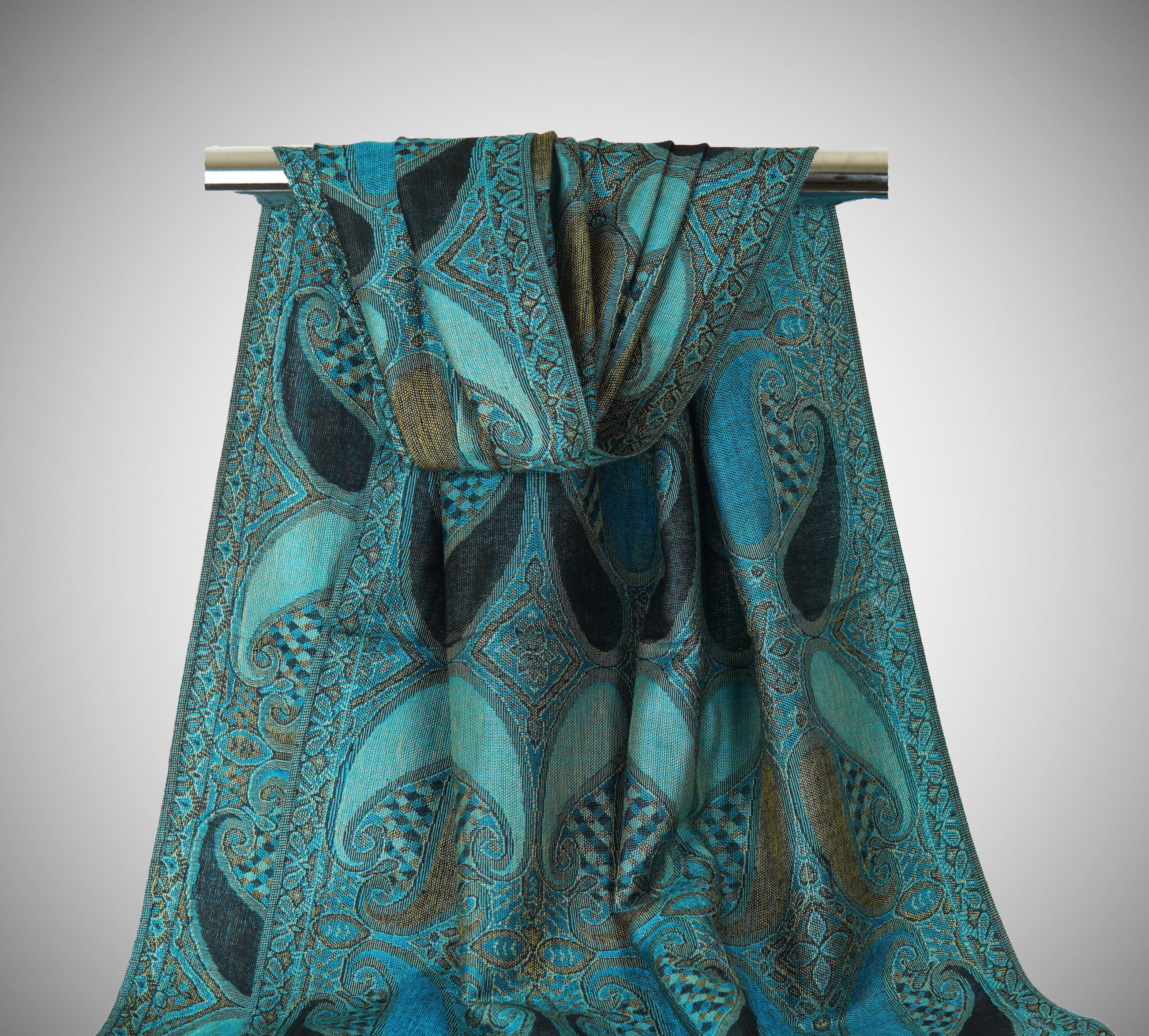 Teal Paisley Scarf - Etsy display picture 1