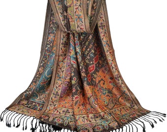 Boho Floral Pashmina Scarf for Women - Lightweight Festival Shawl Wrap & Head Cover, Multicolor Travel Scarf, Perfect Gift for Mom, Friends