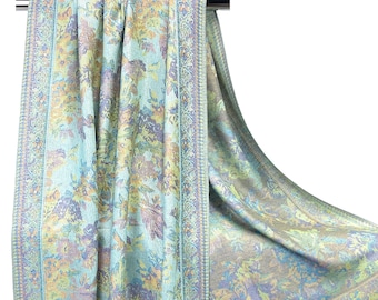 Reversible Floral Pashmina Scarf | Mint Green Traditional Festival Shawls | Head Covers Light Weight Long Stole Women Wraps Bridesmaids Gift