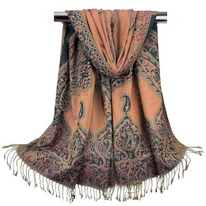Reversible Fashion Scarves for Women | Paisley Wedding Shawl, Prayer Wrap, Church Cover, Meditation Scarf, Festival Head Wrap, Gift for Her