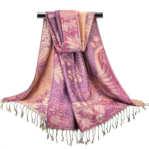 Sparkling Floral Pashmina Scarves | Fancy Evening Shawls Bridesmaids Gifts | Traditional Indian Bridal Wrap Rave Pashmina Bohemian Scarf