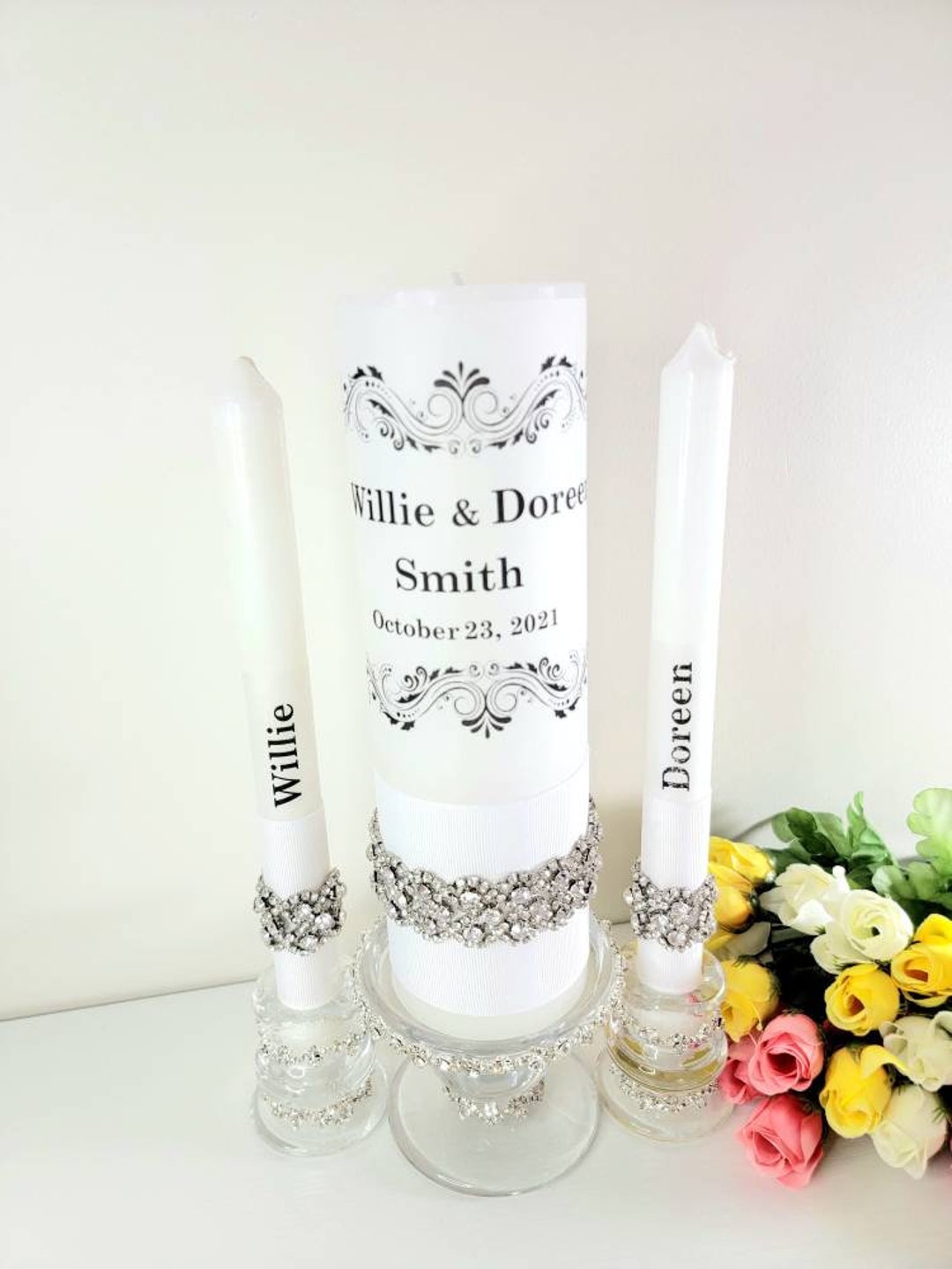Wedding Unity Candle Ceremony Candle Personalized Unity Candle Etsy