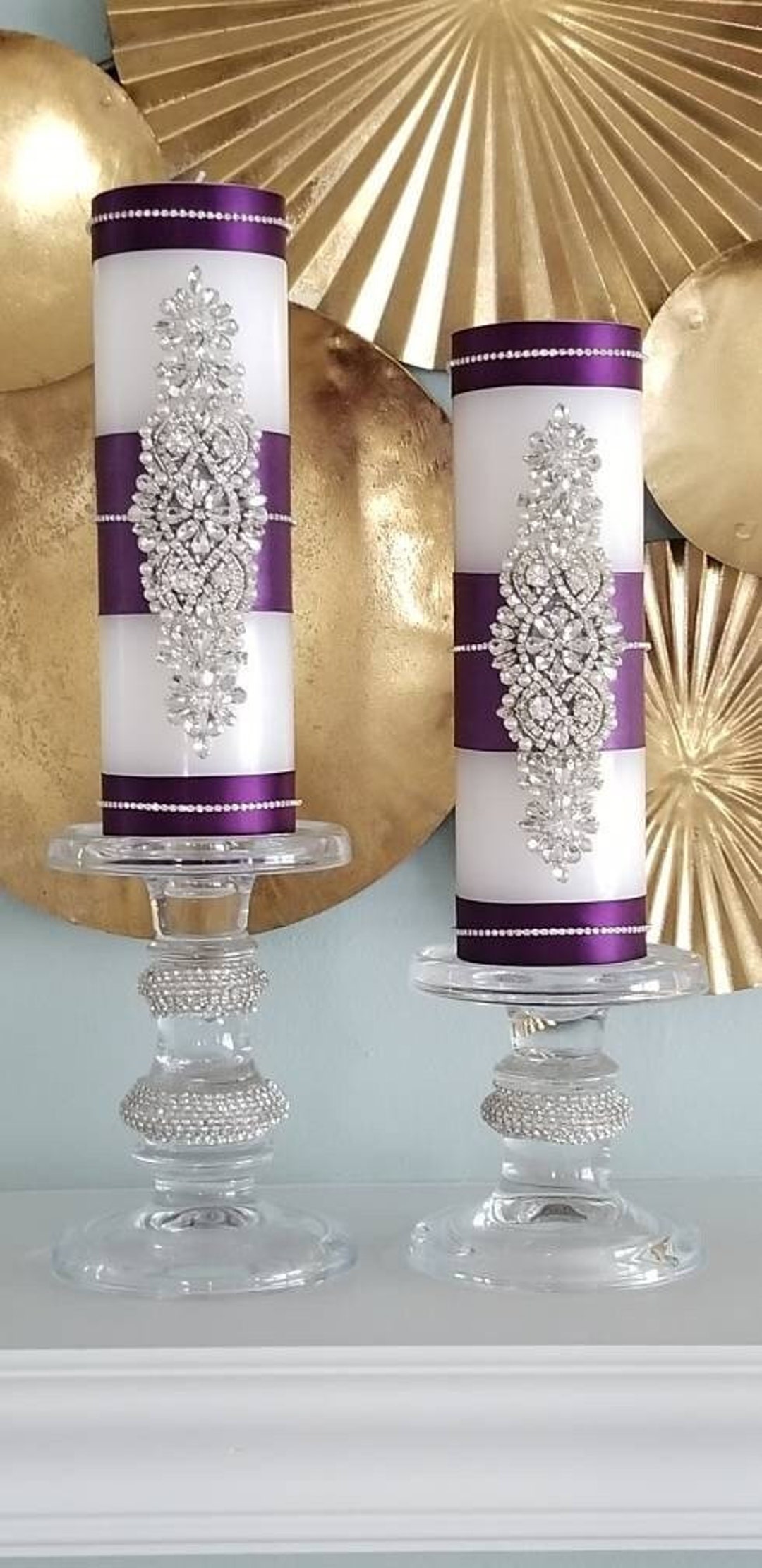 Crystal Rhinestones Silver Candle Holder Glasses Rhinestones Crystal