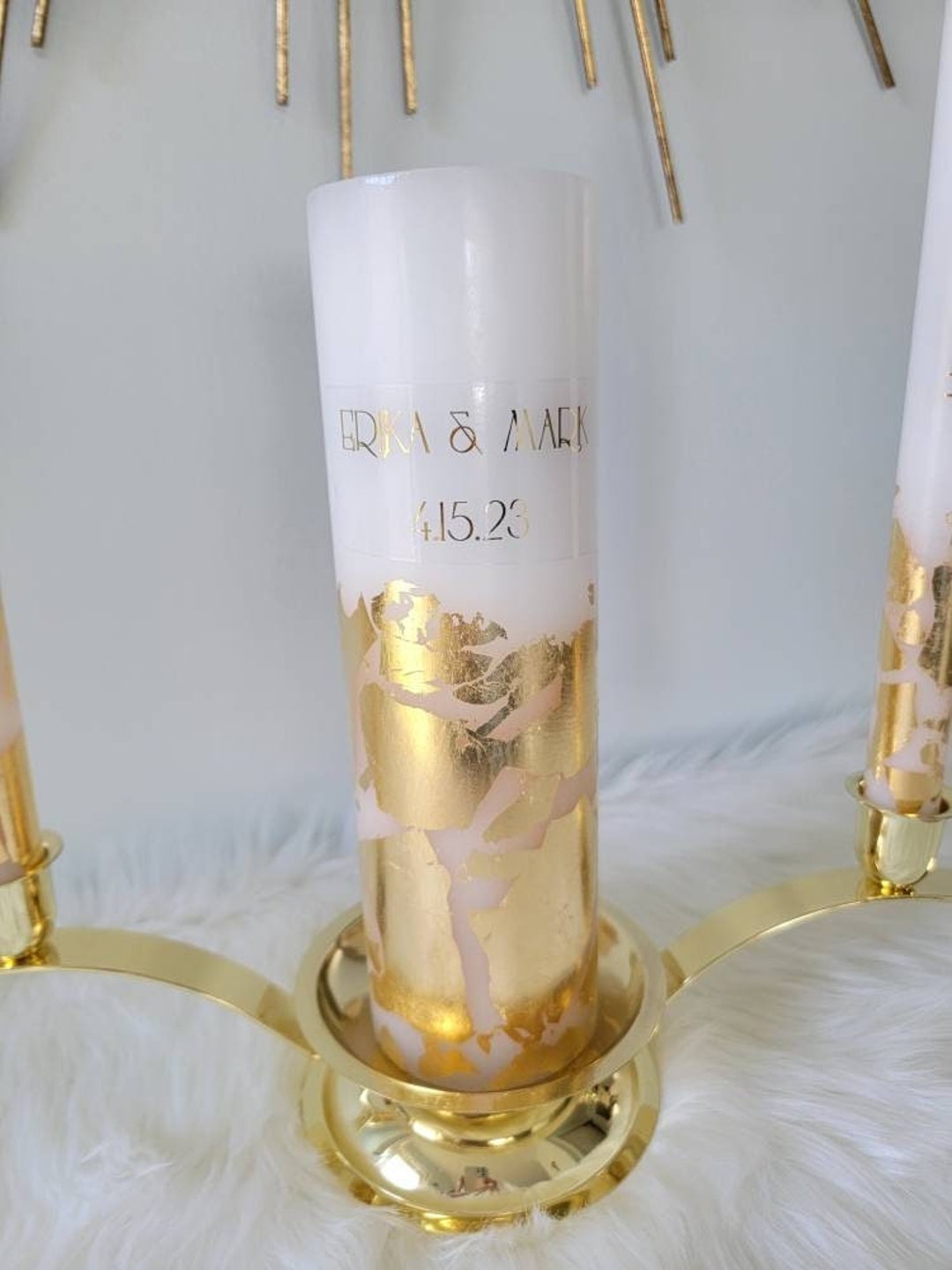 Unity Gold Foil Candle Ceremony Candle Set White Golden Candle Set