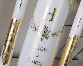 Wedding Unity Candle Ceremony Unity Candle Candle Set Personalized Unity Candle White and Gold Unity Candle Candles Wedding Pillar Candle