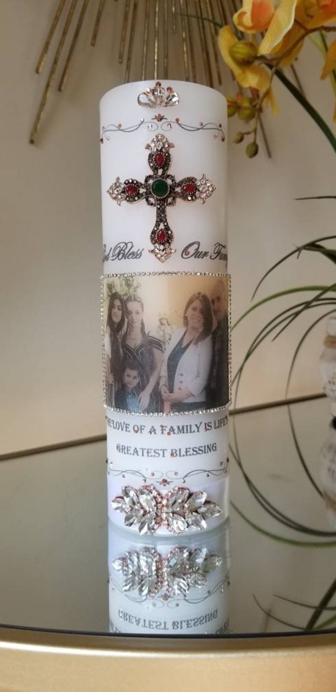 Family Blessings Picture Candle Personalized Family Candle Etsy