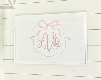 Nursery Name Sign, Monogram Nursery Wall Art, Grandmillenial Nursery Decor, Hospital Door Hanger, Crib Name Sign