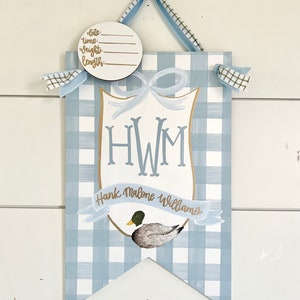 Mallard Duck Hospital Door Hanger, Classic Southern Baby Boy, Mallard Nursery Name Sign