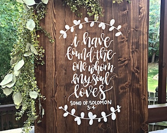 I have found the one whom my soul loves Song of Solomon Wedding guestbook guestbook alternative wood wedding decor rustic home decor sign