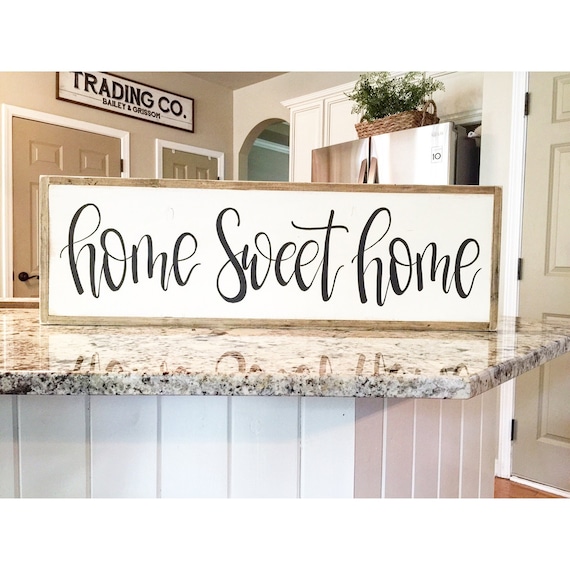 Home Sweet Home Sign LARGE Framed Sign Fixer Upper Style Etsy