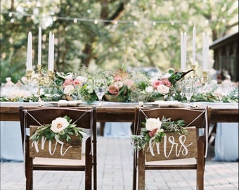 Wooden Chair Signs Mr & Mrs Wedding Chair Signs Hand Painted Bamboo Wood Signs for Bride and Groom Chairs Wooden Chair Signs Mr & Mrs Wedding Chair Signs Hand Painted Bamboo Wood Signs for Bride and Groom Chairs