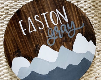 Mountain Nursery Name Sign: Round Woodland Decor
