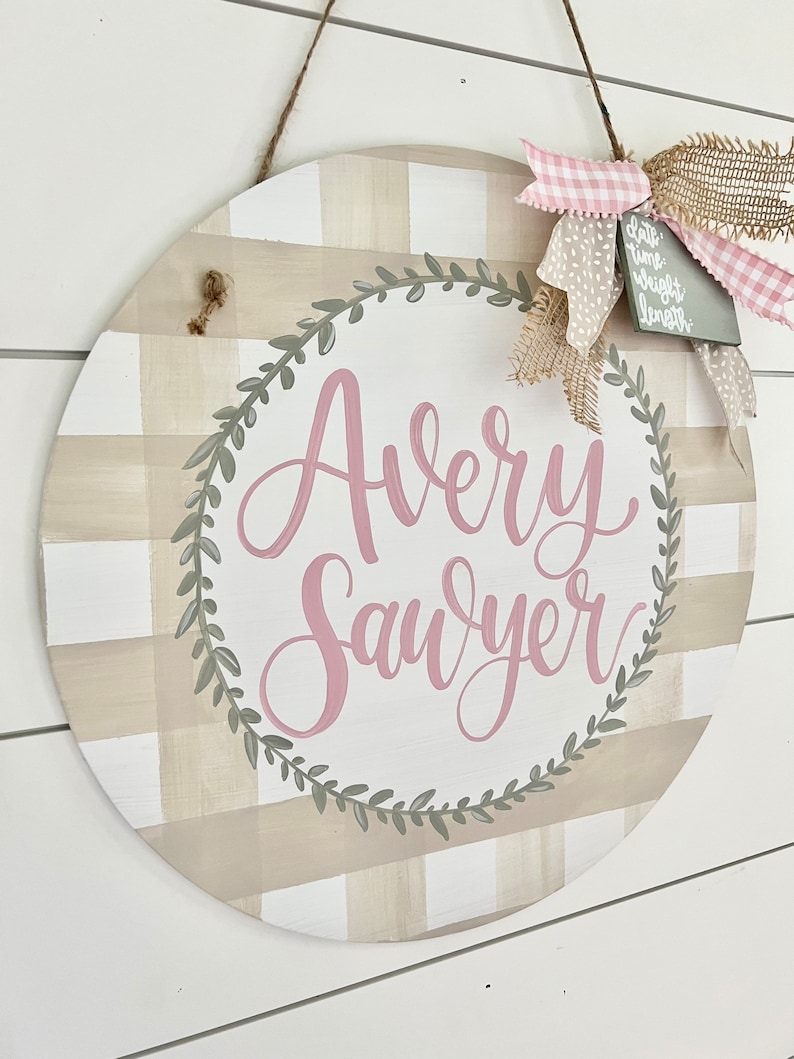 Hospital Door Hanger Girl Nursery Name Sign Baby Girl Birth Etsy