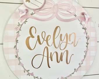 Baby Girl Hospital Door Hanger | Hospital Name Sign | Nursery Name Decor | Baby Shower Gift
