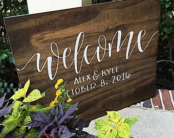 Rustic Wood Wedding Welcome Sign: Personalized Guest Book Alternative