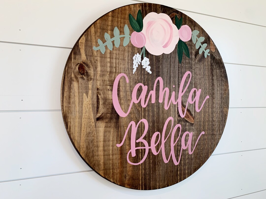 Name Sign Girl Rustic Rectangular Round Nursery Name Sign Girl Name Sign Baby Name Sign Boho Chic Nursery ...