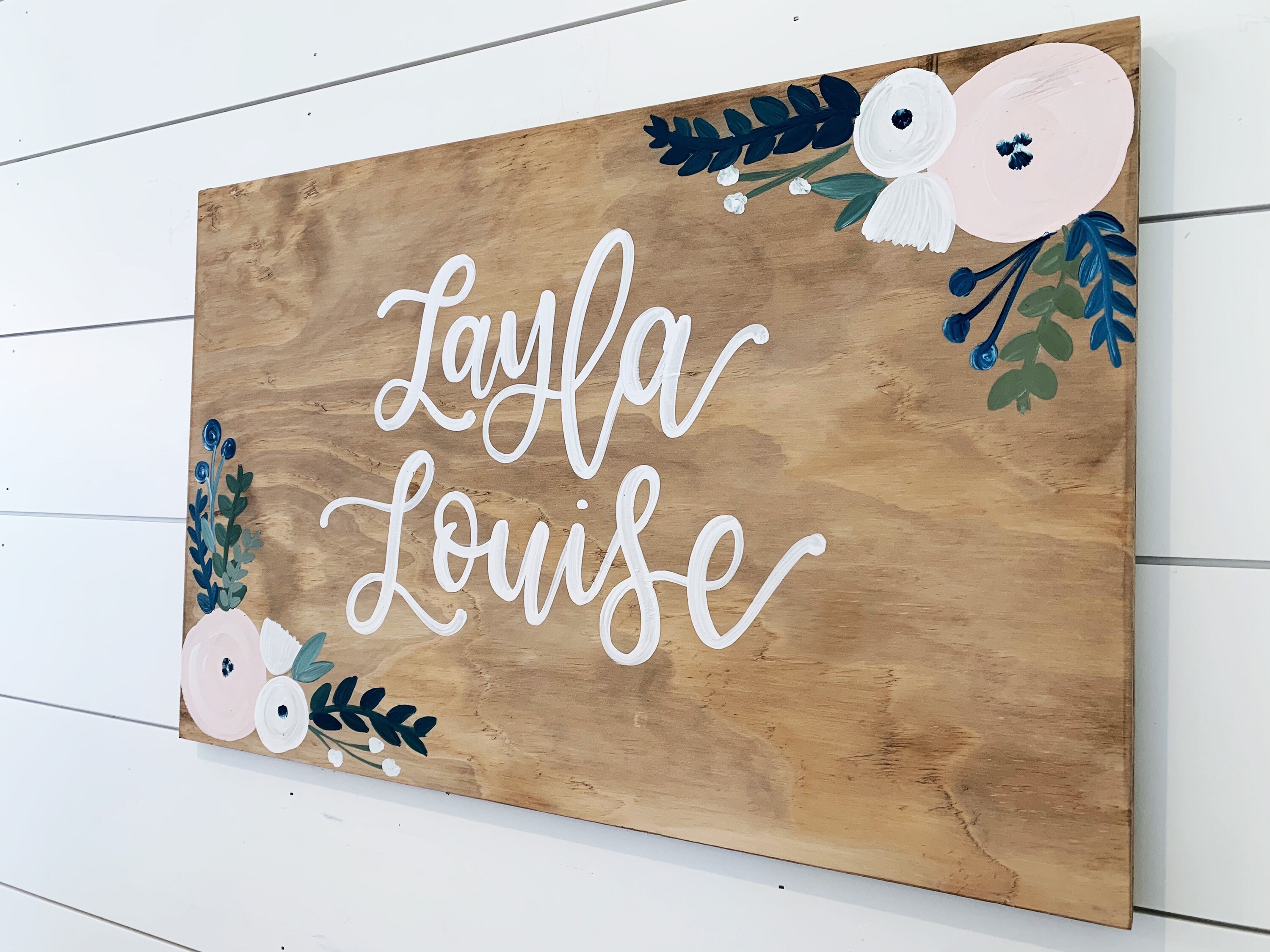 Nursery Name Sign Nursery Wall Art Wood Name Sign Flowers | Etsy