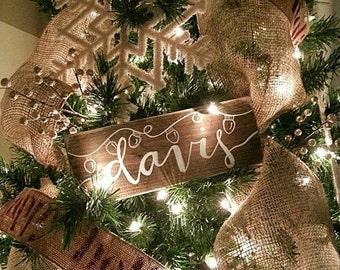 Personalized Wood Christmas Ornament | Rustic Last Name Decor