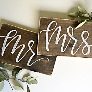 Mr And Mrs Chair Signs Wedding Chair Signs Rustic Wedding Mr and Mrs Signs Chair Signs Wood Decor image 4