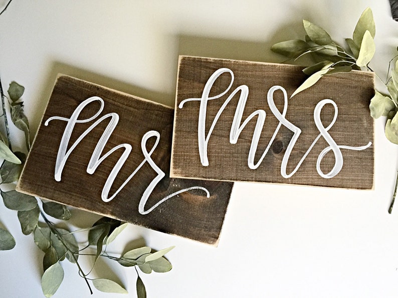 Mr And Mrs Chair Signs Wedding Chair Signs Rustic Wedding Mr and Mrs Signs Chair Signs Wood Decor image 4