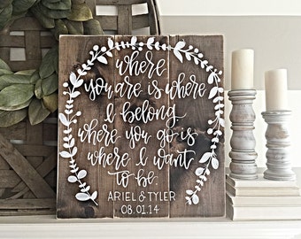 Custom Song Lyrics Wood Sign: Rustic Wedding Decor, Established Date