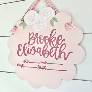 Hospital Door Hanger Girl, Nursery Name Sign Baby Girl, Birth Stats Sign, Newborn Name Sign, Personalized Birth Announcement, Newborn Gifts