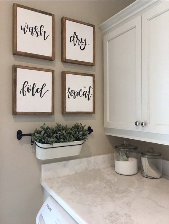 Wash Dry Fold Repeat Signs Laundry Room Sign Rustic Home Etsy