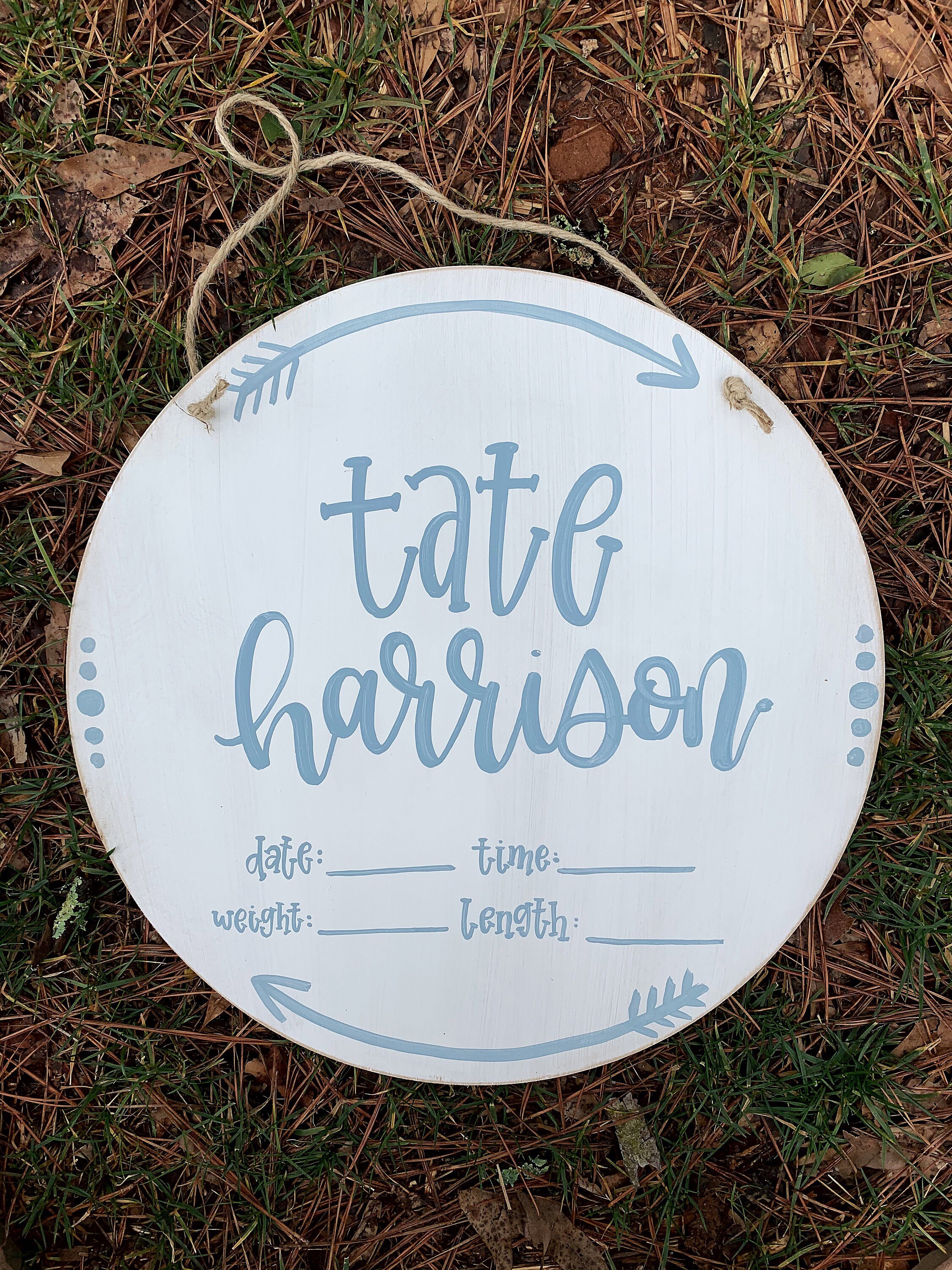 Hospital Door Hanger Birth Announcement Sign Round Nursery Etsy