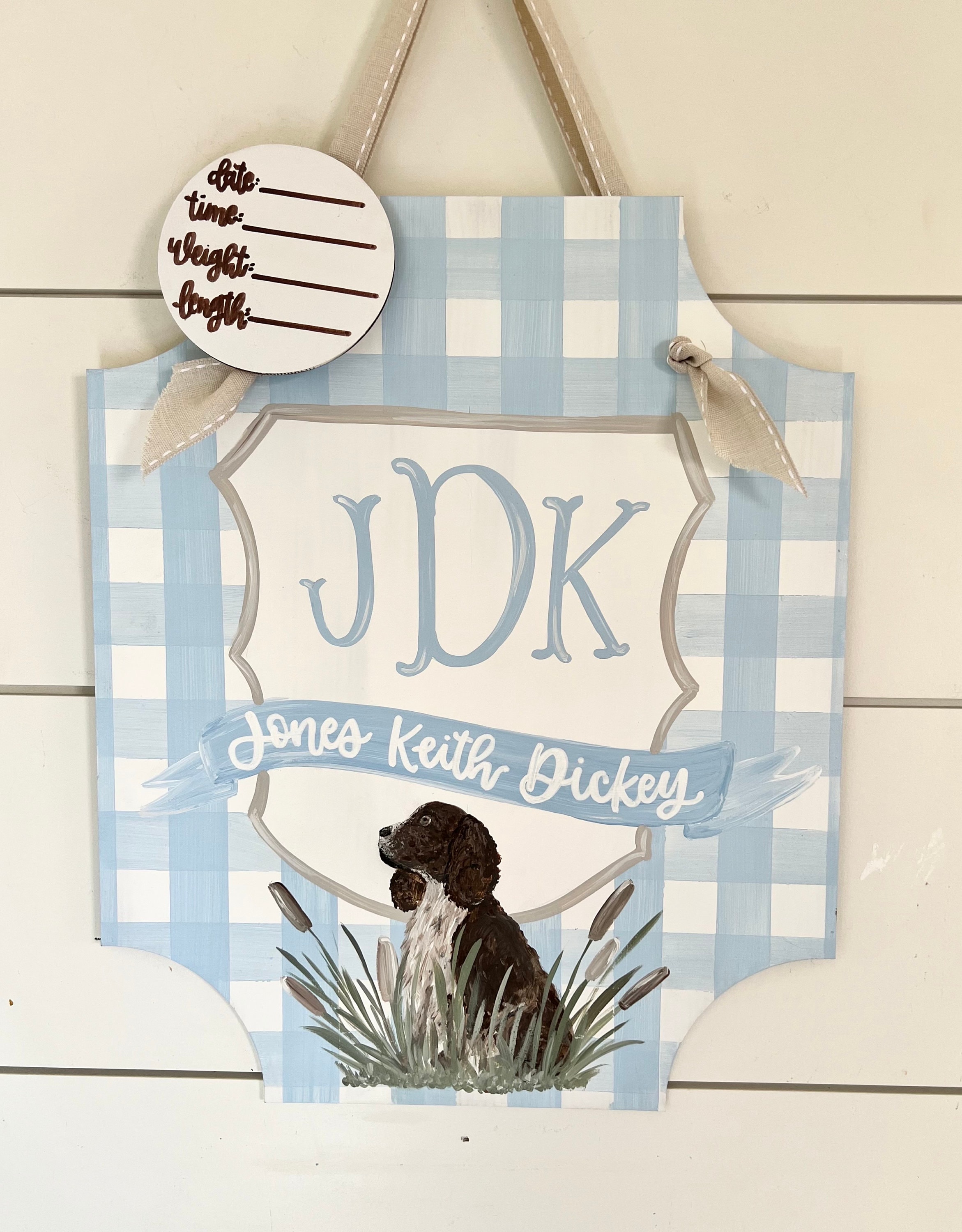 Hospital Door Hanger Boy, Pet Dog Name Sign, Boy Nursery Sign, Southern Baby Wall Art, Baby Shower Gift, Monogram Crest