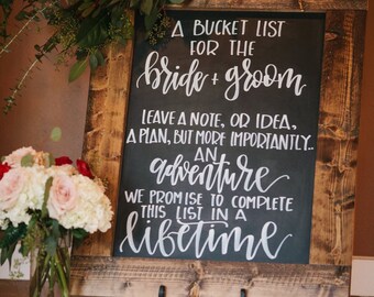 Wedding Guestbook Alternative | Wedding Guestbook | Guestbook | Wedding Chalkboard | Rustic Wedding Decor | Wedding Bucket List