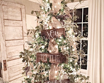Joy to the World Wood Tree Signs | Christmas Tree Decor | Rustic Christmas Decor | Christmas Ornaments | Christmas Tree Decorations