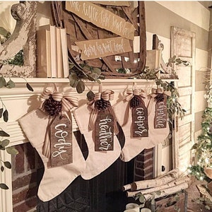 Stocking Name Tags, Personalized Stocking Tags, Wood Name Tags, Rustic Christmas Decor, Nametags for stockings, personalized stockings