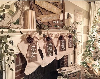 Stocking Name Tags, Personalized Stocking Tags, Wood Name Tags, Rustic Christmas Decor, Nametags for stockings, personalized stockings