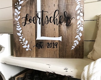 Rustic Home Decor Wood Wedding Decor Wood Last Name Sign Established Date Wedding Monogram Gift