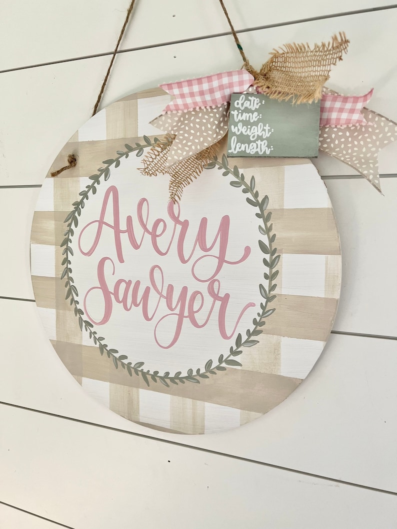 Hospital Door Hanger Girl Nursery Name Sign Baby Girl Birth Etsy