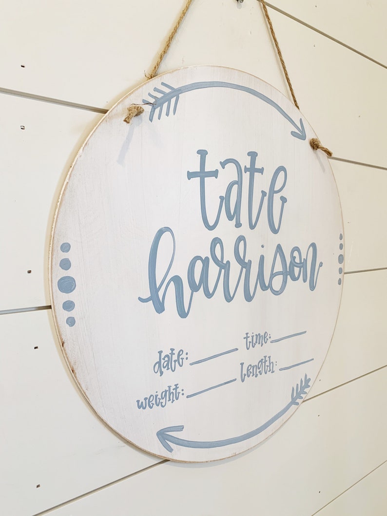 Hospital Door Hanger Birth Announcement Sign Round Nursery Etsy