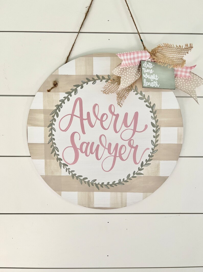 Hospital Door Hanger Girl Nursery Name Sign Baby Girl Birth Etsy